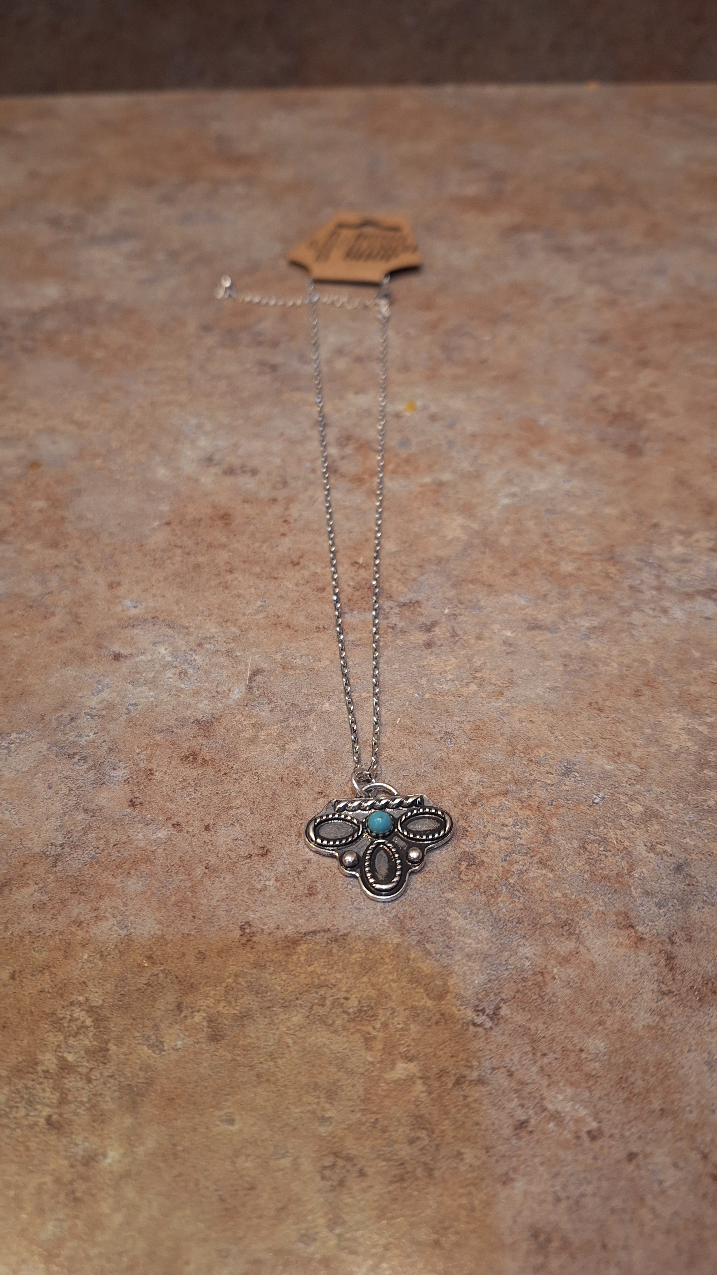 Western Style Boot Stitch Stone Pendant Necklace