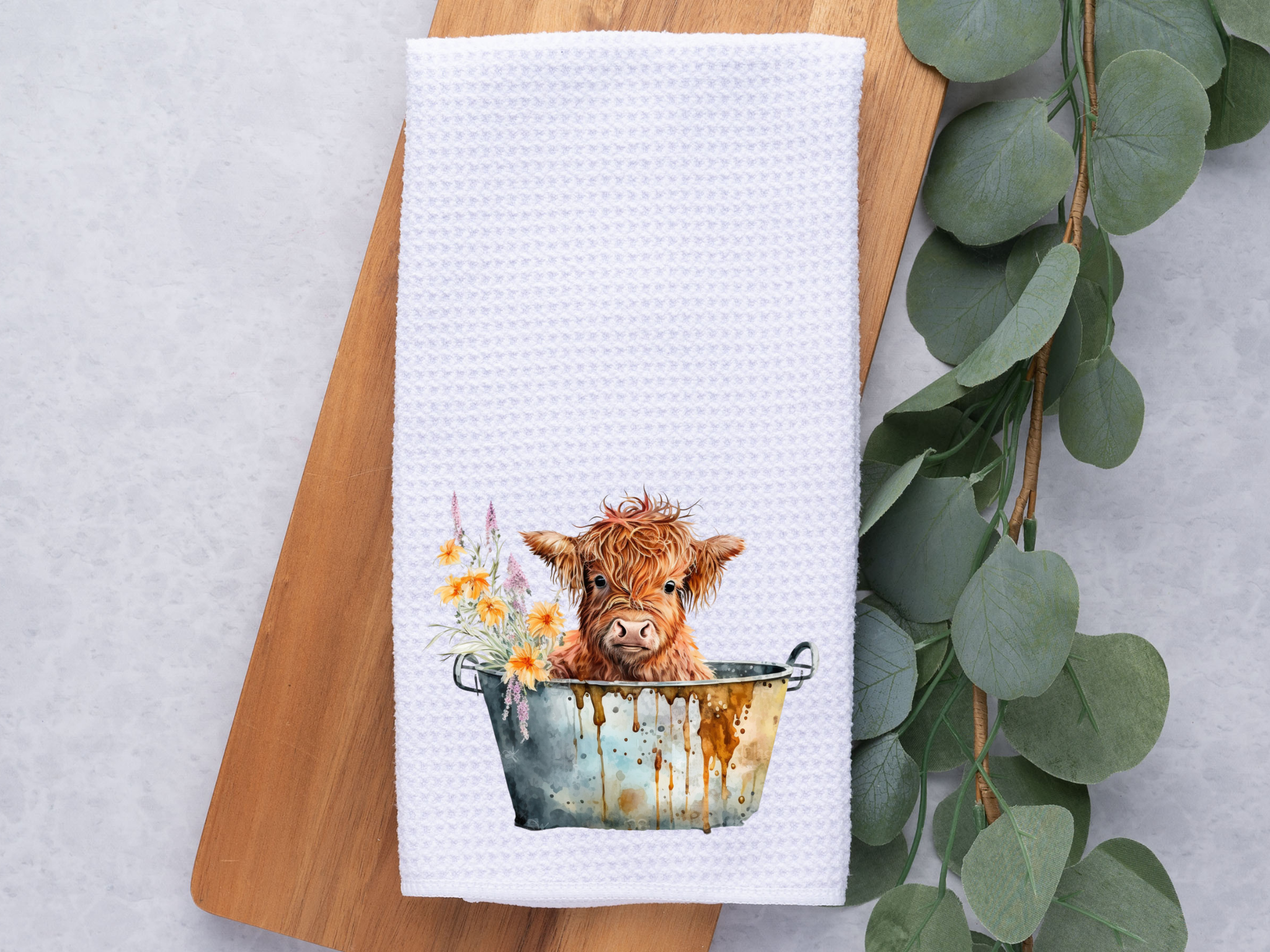 Baby Highland Cow Bath Time Kitchen / Dish / Hand Towel