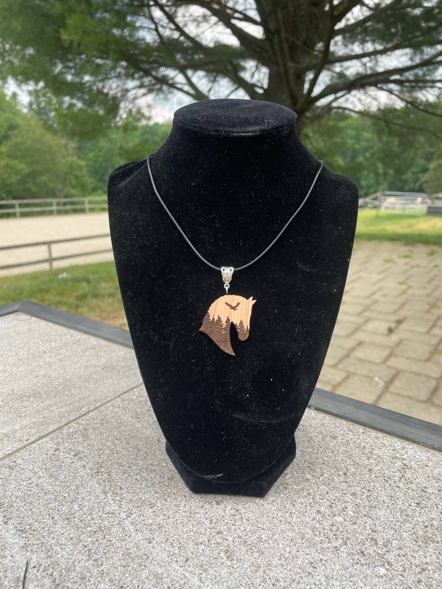 Horse Necklace, Beautiful wood pendant.